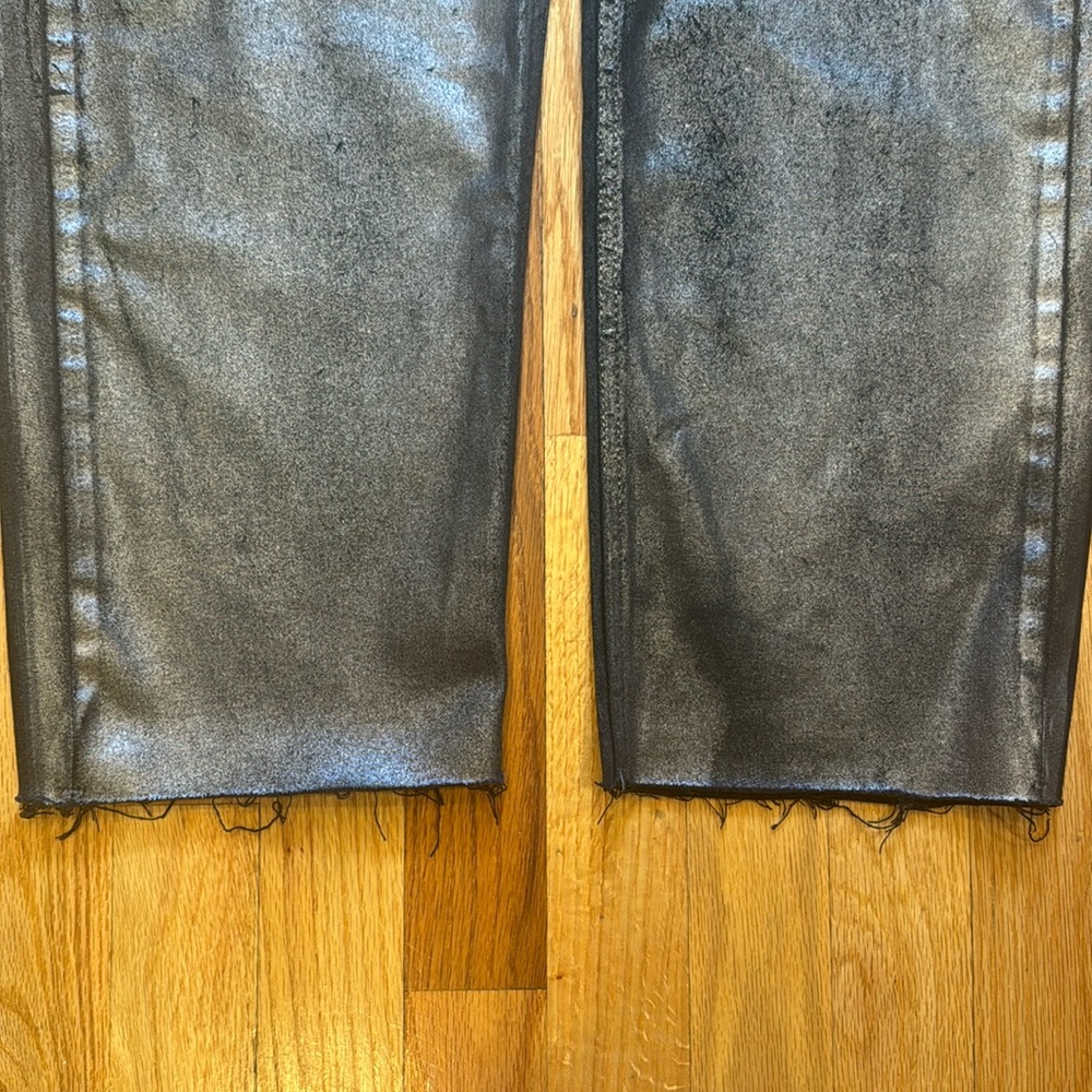 Boden Straight Leg Silver Metallic Cropped Trousers Raw Hem - Picture 8 of 9